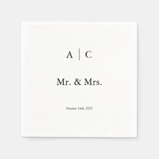 Serviette En Papier Mariage classique blanc personnalisé Cocktail Napk
