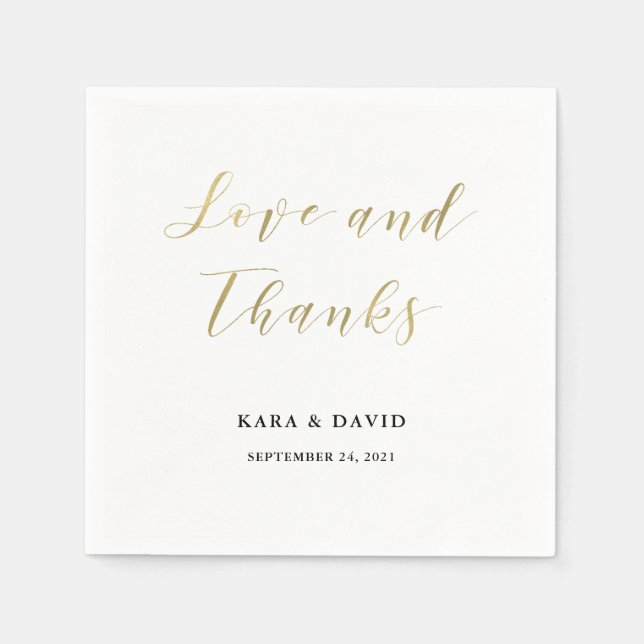 Serviette En Papier Mariage classique glamour Faux Gold (Devant)