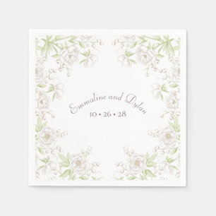 Serviette En Papier Mariage Classique Rose Blanche