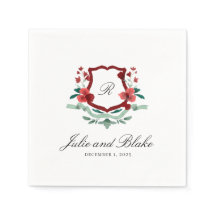 Mariage classique rouge et vert Monogram Crest Nap