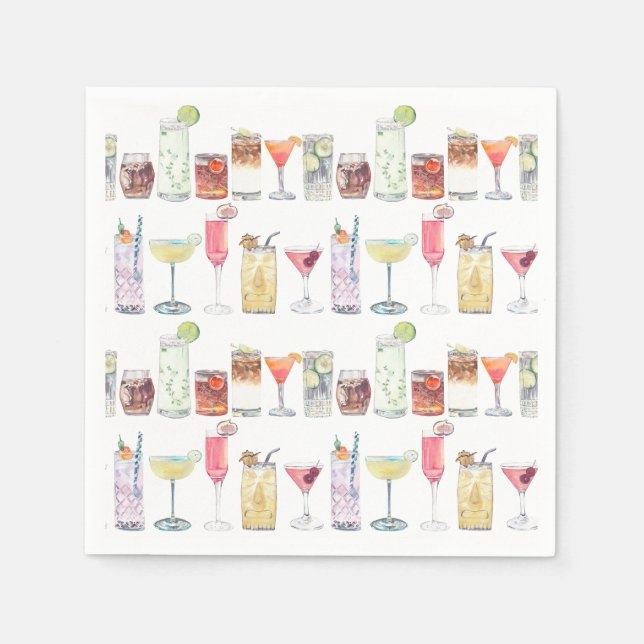 Serviette En Papier Mariage Cocktail serviettes Illustré Cocktail Heur (Devant)