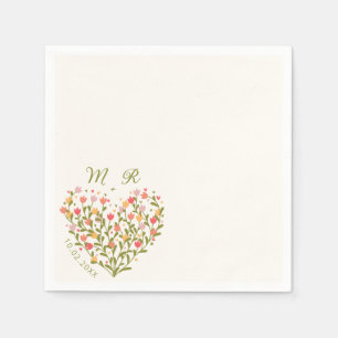 Serviette En Papier Mariage coeur fleur sauvage