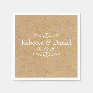 Serviette En Papier Mariage Confetti Poussière d'Or Artisanat Rustique