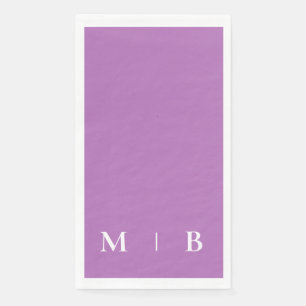 Serviette En Papier Mariage contemporain au monogramme et à l'orchidée