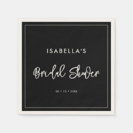 Serviette En Papier Mariage contemporain moderne noir