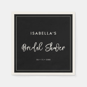 Serviette En Papier Mariage contemporain moderne noir