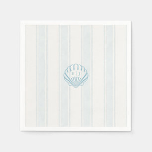 Serviette En Papier Mariage Coquillage Bleu de la Côte