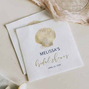 Serviette En Papier Mariage Côte d'Or Coquillage Bleu Nuit
