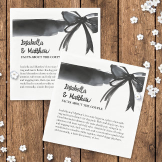 Serviette En Papier Mariage Couple Faits tendance Bow noir et blanc