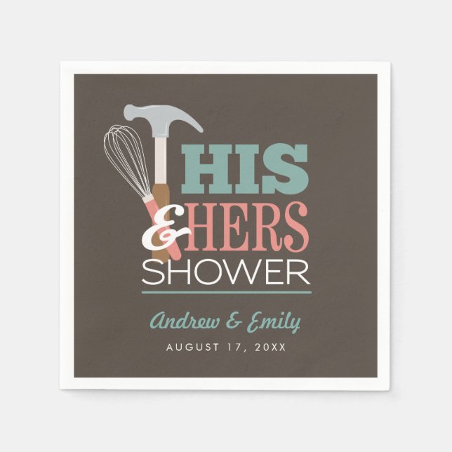 Serviette En Papier Mariage couple pratique fouet marteau marron (Devant)
