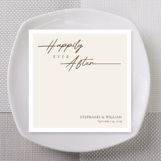 Serviette En Papier Mariage Cream Monoline Heureux Pour Toujours