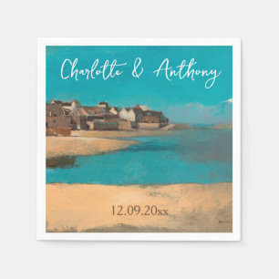 Serviette En Papier Mariage Creative Village Sea Sky impressionniste