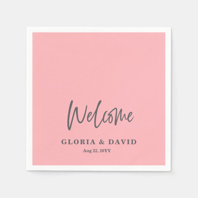 Serviette En Papier Mariage d'accueil rose pâle (Devant)