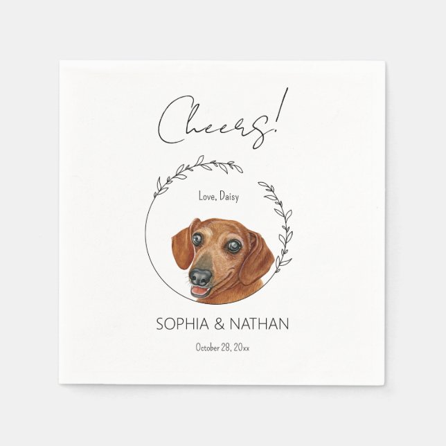 Serviette En Papier Mariage Dachshund Chien simple Cocktail  Napkins (Devant)