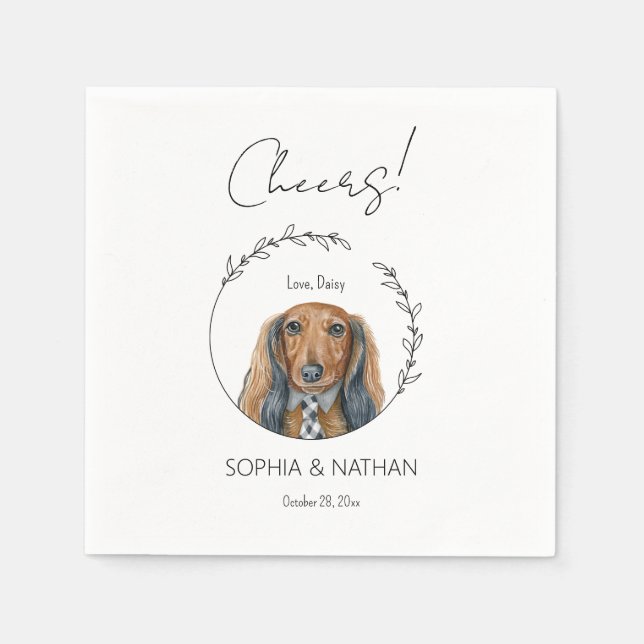 Serviette En Papier Mariage Dachshund Chien simple Cocktail  Napkins (Devant)