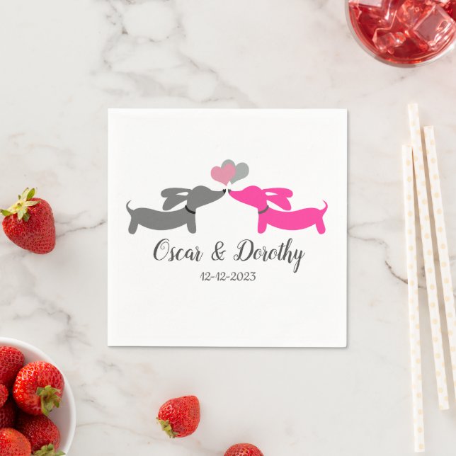 Serviette En Papier Mariage Dachshund Doxie personnalisée (En situation)