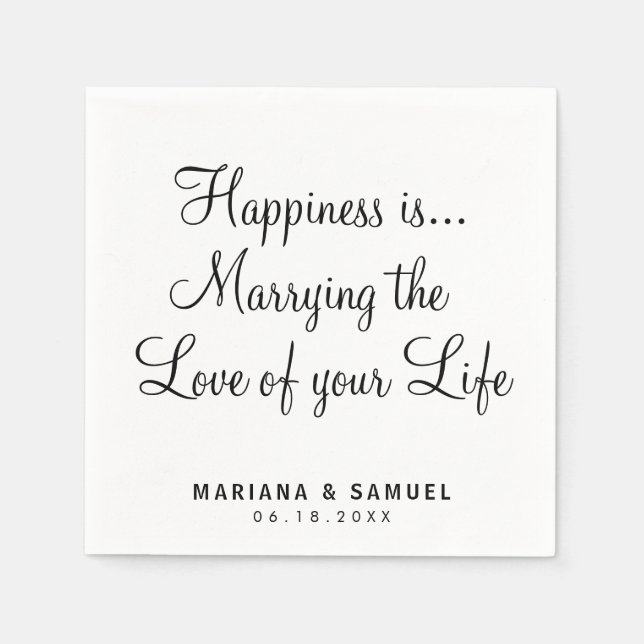 Serviette En Papier Mariage d'amour amusant en noir et blanc (Devant)