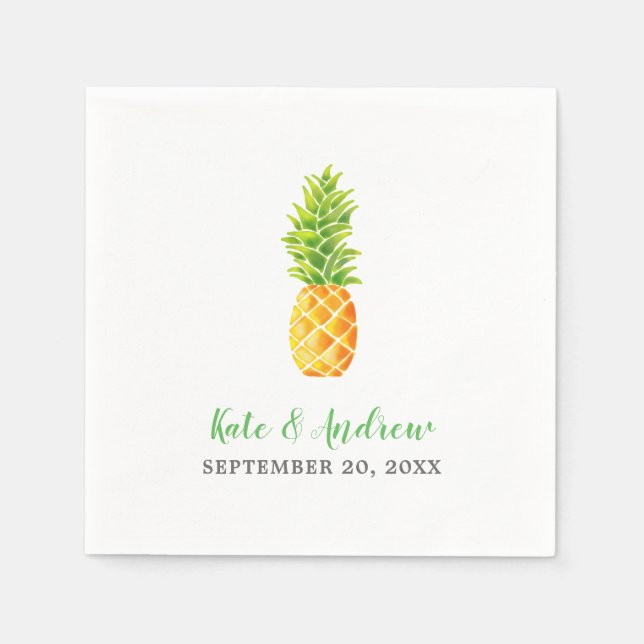 Serviette En Papier Mariage d'ananas aquarelle (Devant)