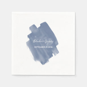 Serviette En Papier Mariage d'aquarelle bleu foncé