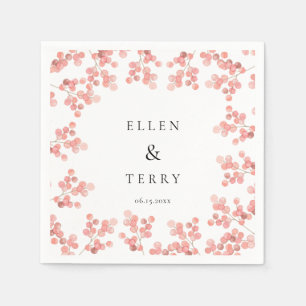 Serviette En Papier Mariage d'aquarelle fleurie rose haleine pour bébé
