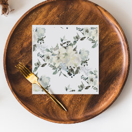 Serviette En Papier Mariage d'aquarelle florale d'ivoire Napkin