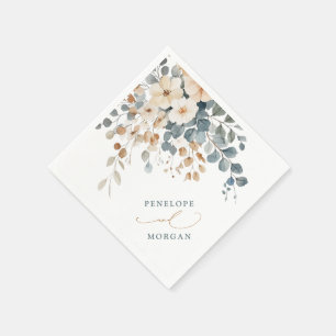 Serviette En Papier Mariage d'aquarelle florale moelleuse