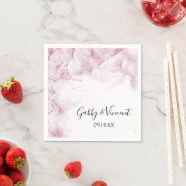 Serviette En Papier Mariage d'aquarelle rose pâle