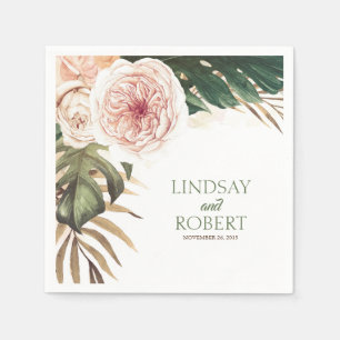 Serviette En Papier Mariage d'aquarelle tropicale