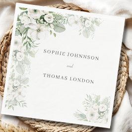 Serviette En Papier Mariage d'aquarelle vert pâle rose à