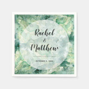 Serviette En Papier Mariage d'aquarelle verte Abstraite moderne
