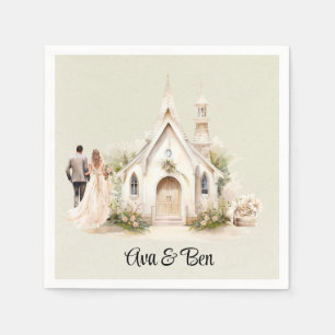 Serviette En Papier Mariage d'aquarelle White Church