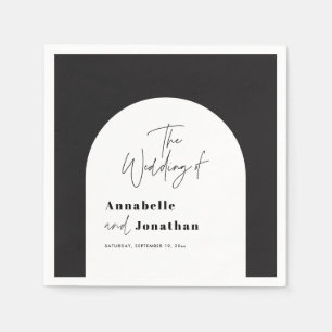 Serviette En Papier mariage d'arche noir et blanc