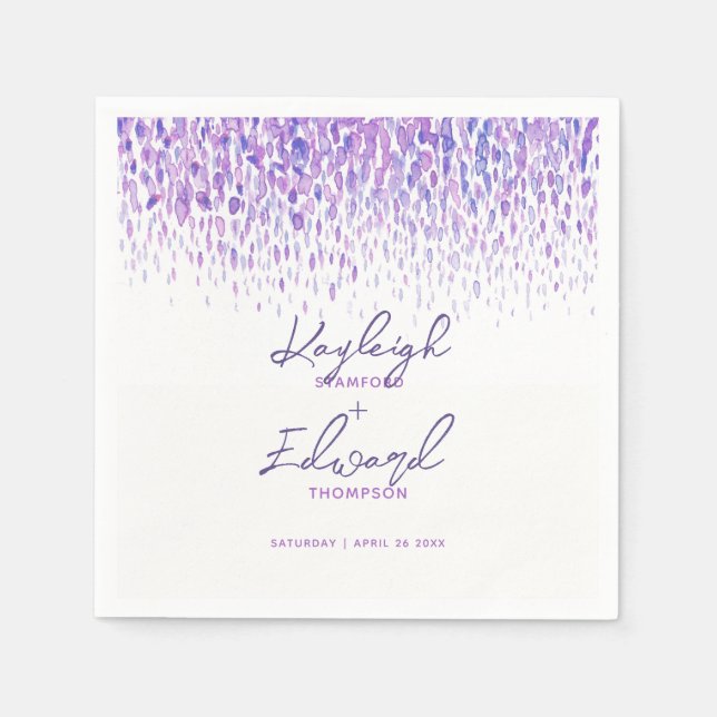 Serviette En Papier Mariage d'art en cascade violet mauve (Devant)