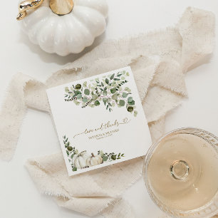Serviette En Papier Mariage d'automne aux citrouilles blanches et feui
