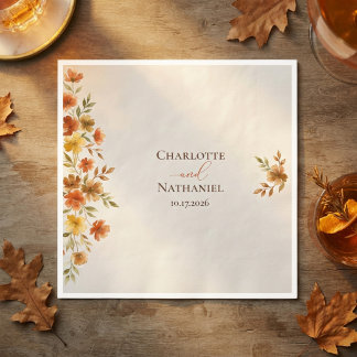 Serviette En Papier Mariage d'automne Bohème Terracotta à fleurs sauva