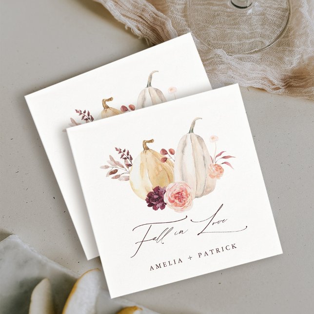 Serviette En Papier Mariage d'automne de la citrouille Tombez amoureux (Créateur téléchargé)
