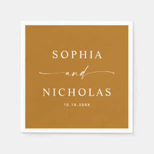 Serviette En Papier Mariage d'automne marron moutarde Moderne Simple