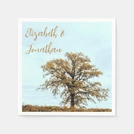 Serviette En Papier Mariage d'automne sous un chêne rustique