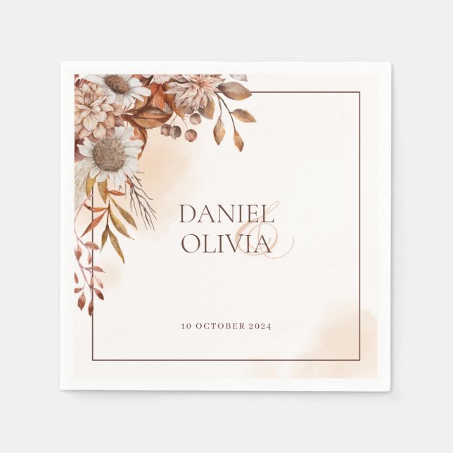 Serviette En Papier Mariage de automne floral rustique (Devant)
