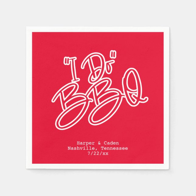Serviette En Papier Mariage de barbecue rouge I Do (Devant)
