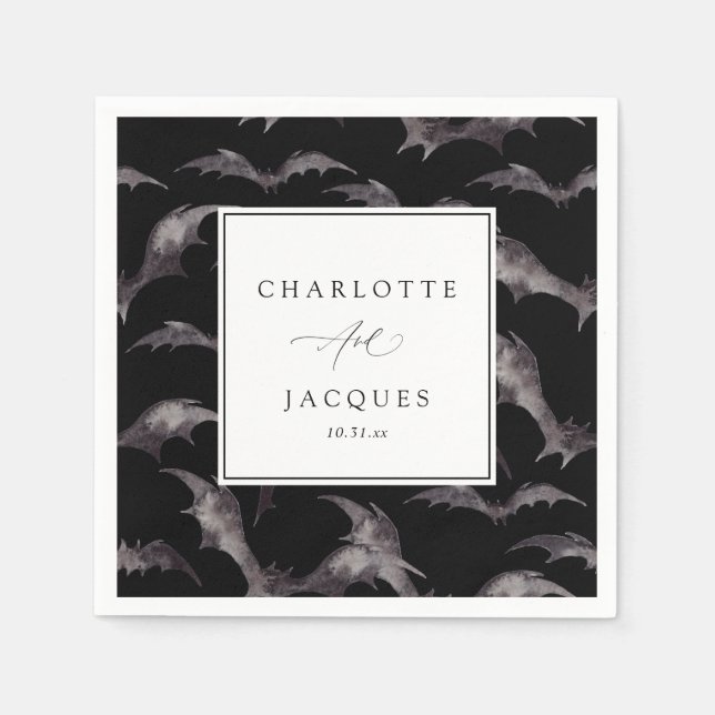 Serviette En Papier Mariage de Bats Halloween (Devant)