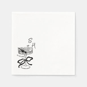 Serviette En Papier Mariage de boisson Coquette minimaliste tiré à la 