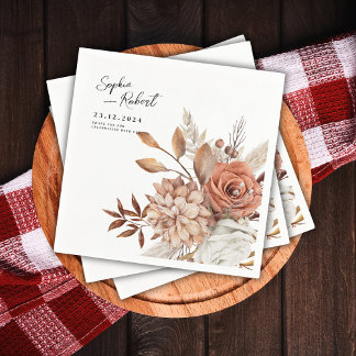 Serviette En Papier Mariage de bouquet de fleurs de chute minimaliste