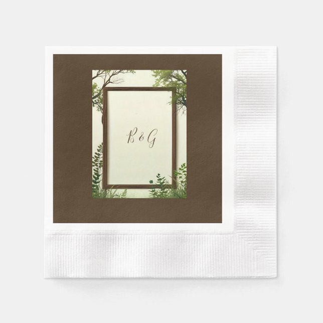 Serviette En Papier mariage de cadre arboré rustique (Devant)