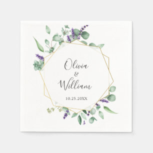 Serviette En Papier Mariage de cadre géométrique simple Eucalyptus mod