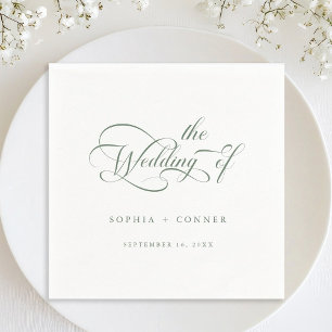 Serviette En Papier Mariage de calligraphie classique romantique Sage 