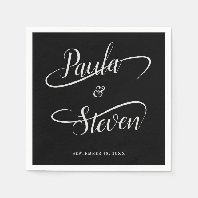 Serviette En Papier Mariage de calligraphie de lavage à la main (Devant)