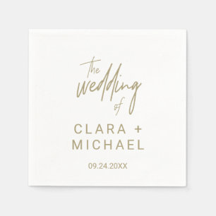 Serviette En Papier Mariage de calligraphie d'or de Whimsical