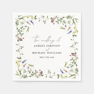 Serviette En Papier Mariage de calligraphie Fleur sauvage moderne
