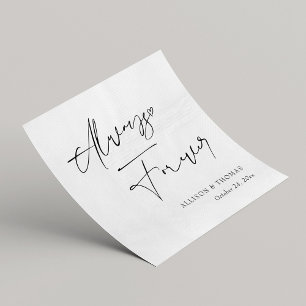 Serviette En Papier Mariage de calligraphie noir et blanc personnalisé